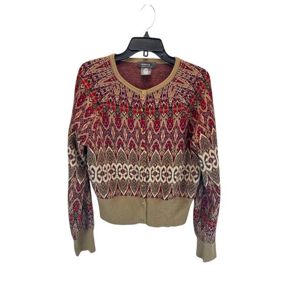 George Designs by Mark Eisen Fair Isle Cardigan Sweater Womens L Button Front - Picture 6 of 8